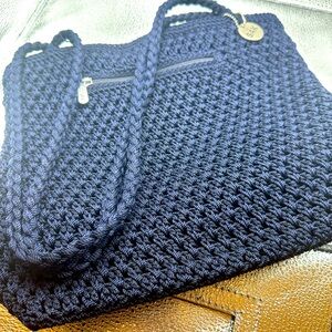 Navy blue The Sak crocheted bag like brand new!